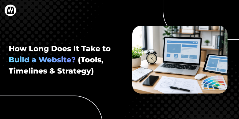 Banner Image of blog how long does it take to buid a website, tools strategy and timelines explained