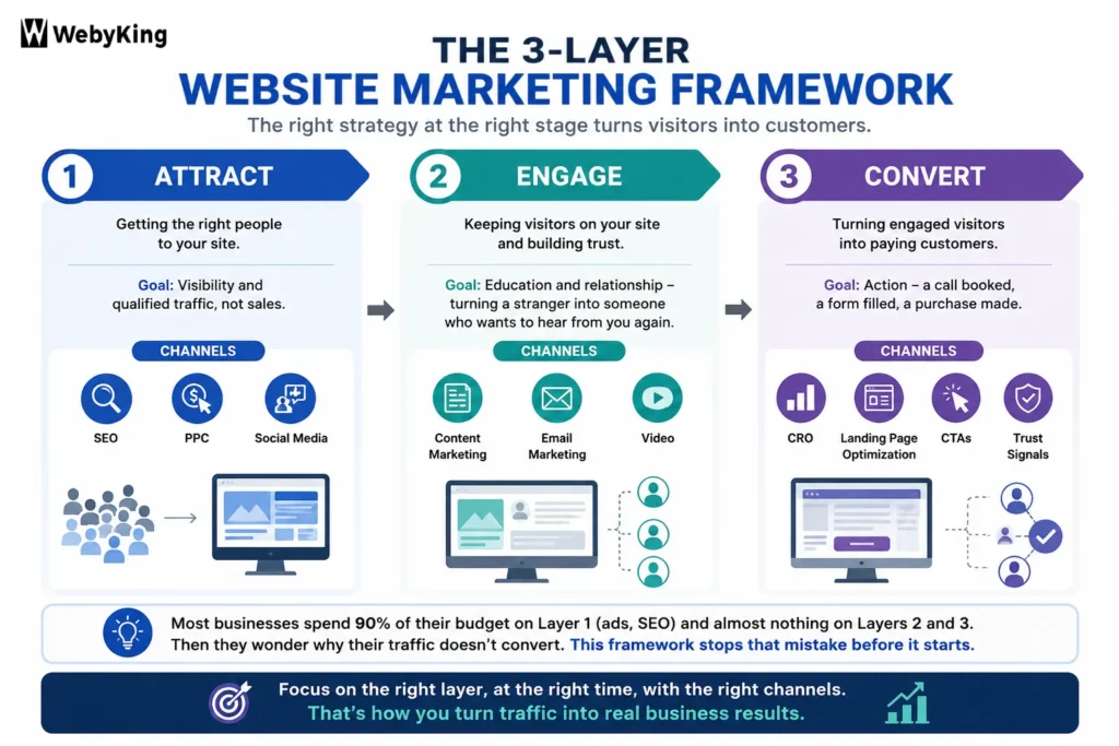 3-Layer Website Marketing Framework - Infographic