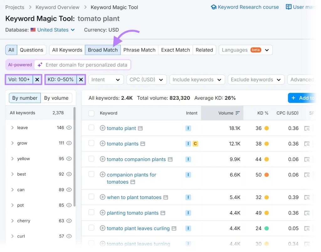 Long-tail keywords