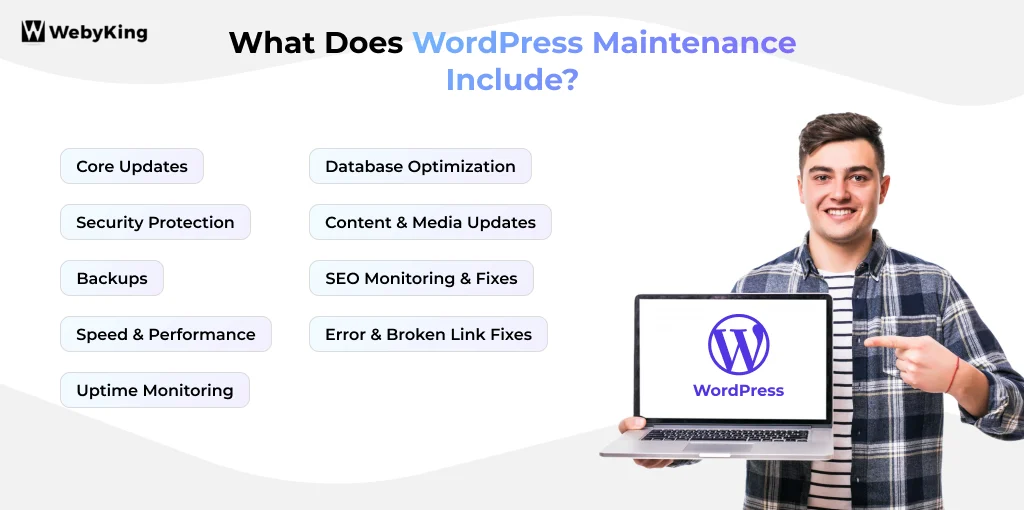 Infographic Image on What Does WordPress Maintenance Include?