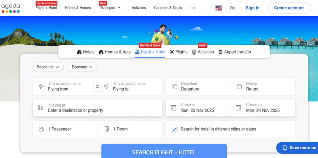 Search Filters (Place, Check in, Checkout, Guests Number)