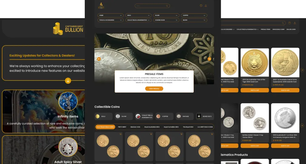 Captains Chest Bullion website layout