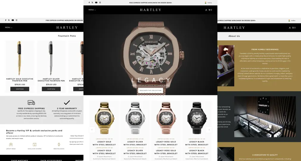 Hartley Watches website preview